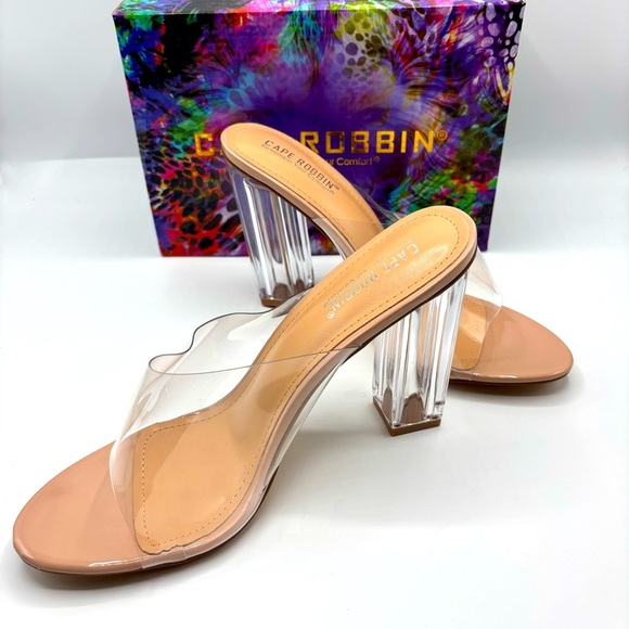 Cape Robbin Shoes - Cape Robbin Fusion Clear Chunky Block High Heels Transparent Booties Size 11